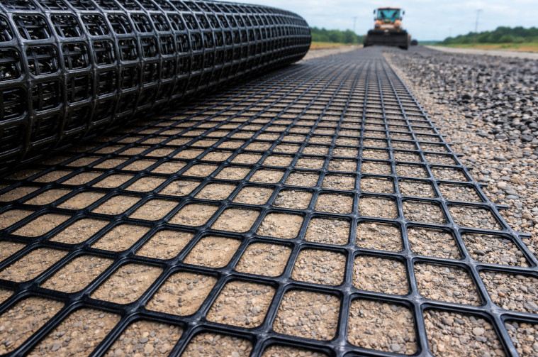 Geogrid Installation for Road Base Reinforcement